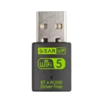 GearUP 600Mbps Dual Band WiFi + Bluetooth Adapter For Windows PC/Laptop- (Driver Free Version