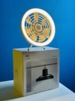 JISULIFE FA17 Rechargeable Fan with LED Light and Table Tripod- White Color