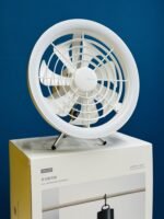 JISULIFE FA17 Rechargeable Fan with LED Light and Table Tripod- White Color - Image 2