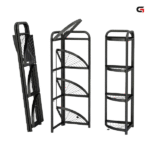 Black Carbon Steel 4-Tier Foldable Corner Shelf - Image 2