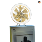 JISULIFE FA17 Rechargeable Fan with LED Light and Table Tripod- White Color